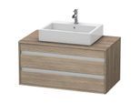 Duravit Ketho Waschtisch-Unterschrank KT665503535 100 x 42,6 x 55 cm, Eiche terra, für Aufsatzbecken mittig, 2 Schubkästen