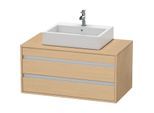 Duravit Ketho Waschtisch-Unterschrank KT665503030 100 x 42,6 x 55 cm, Eiche natur, für Aufsatzbecken mittig, 2 Schubkästen