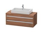 Duravit Ketho Waschtisch-Unterschrank KT665607979 120 x 42,6 x 55 cm, nussbaum natur, für Aufsatzbecken mittig, 2 Schubkästen