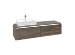 Villeroy und Boch Legato Waschtischunterschrank B672L0RK 160x38x50cm, Waschtisch links, mit LED-Beleuchtung, Stone Oak