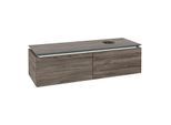 Villeroy und Boch Legato Waschtischunterschrank B615L0RK 140x38x50cm, Waschtisch rechts, mit LED-Beleuchtung, Stone Oak