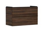 hansgrohe Xelu Q Waschtischunterschrank 54034670 980x605x475mm, 2 Schubladen, Nussbaum dunkel, mattschwarz