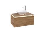 Villeroy und Boch Legato Waschtischunterschrank B601L0RH 80x38x50cm, Waschtisch mittig, mit LED-Beleuchtung, Kansas Oak