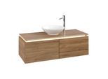 Villeroy und Boch Legato Waschtischunterschrank B609L0RH 120x38x50cm, Waschtisch mittig, mit LED-Beleuchtung, Kansas Oak