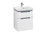 Villeroy & Boch Subway 2.0 Waschtisch-Unterschrank A90700DH 48,5x59x38cm, 2 Auszüge, Griff silbermatt, glossy white