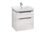 Villeroy & Boch Subway 2.0 Waschtisch-Unterschrank A90900E8 58,7x59x45,4cm, 2 Auszüge, Griff silbermatt, white wood