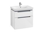 Villeroy & Boch Subway 2.0 Waschtisch-Unterschrank A91000DH 63,7x59x45,4cm, 2 Auszüge, Griff silbermatt, glossy white