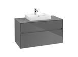Villeroy & Boch Collaro Waschtischunterschrank C01600FP 100x54,8x50cm, Waschtisch mittig, Glossy Grey