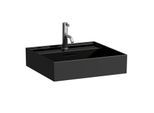 LAUFEN Kartell Waschtisch 8103320201041, 50x46cm, schwarz, mit Überlauf und Hahnloch, Saphirkeramik