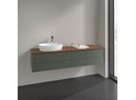 Villeroy und Boch Antao Waschtisch-Unterschrank K26152HL 160x36x50cm, Hahnlochbohrung, Waschbeckenplattenfarbe warm walnut, leaf green matt lacquer