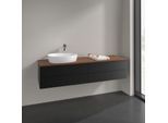 Villeroy und Boch Antao Waschtisch-Unterschrank K26152PD 160x36x50cm, Hahnlochbohrung, Waschbeckenplattenfarbe warm walnut, black matt lacquer