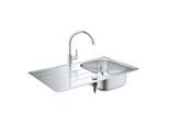 Grohe Einbauspüle-Set 31562SD1 86x50cm, 1 Becken, mit Einhebel-Spültischarmatur, Edelstahl
