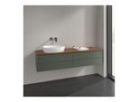 Villeroy und Boch Antao Waschtisch-Unterschrank L26012HL 160x36x50cm, Waschbeckenplattenfarbe warm walnut, leaf green matt lacquer, mit Beleuchtung