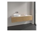 Villeroy und Boch Antao Waschtisch-Unterschrank L26013HN 160x36x50cm, Waschbeckenplattenfarbe botticino, honey oak, mit Beleuchtung