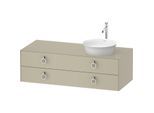 Duravit White Tulip Waschtisch-Unterschrank WT4992RH3H3 130 x 55 cm, Taupe Hochglanz, wandhängend, 2 Schubkästen mit Griff, Becken rechts