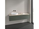 Villeroy und Boch Antao Waschtisch-Unterschrank L26113HL 160x36x50cm, Waschbeckenplattenfarbe botticino, leaf green matt lacquer, mit Beleuchtung