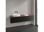 Villeroy und Boch Antao Waschtisch-Unterschrank L26112PD 160x36x50cm, Waschbeckenplattenfarbe warm walnut, black matt lacquer, mit Beleuchtung