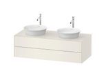 Duravit White Tulip Waschtisch-Unterschrank WT4988BH4H4 130 x 55 cm, Nordic Weiß Hochglanz, wandhängend, 2 Schubkästen, 1 Konsolenplatte, Becken beidseitig