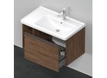 Duravit D-Neo Waschtisch-Unterschrank DE425702121 78,4 x 45,2 cm, Nussbaum Dunkel, wandhängend, 1 Auszug, Regalelement seitlich