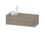 Duravit White Tulip Waschtisch-Unterschrank WT4987LH2H2 130 x 55 cm, Steingrau Hochglanz, wandhängend, 2 Schubkästen, 1 Konsolenplatte, Becken links