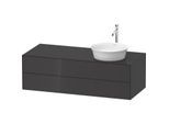 Duravit White Tulip Waschtisch-Unterschrank WT4987RH1H1 130 x 55 cm, Graphit Hochglanz, wandhängend, 2 Schubkästen, 1 Konsolenplatte, Becken rechts