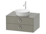 Duravit White Tulip Waschtisch-Unterschrank WT499009292 80 x 55 cm, Steingrau Seidenmatt, wandhängend, 2 Schubkästen mit Griff, 1 Konsolenplatte