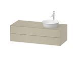 Duravit White Tulip Waschtisch-Unterschrank WT4987RH3H3 130 x 55 cm, Taupe Hochglanz, wandhängend, 2 Schubkästen, 1 Konsolenplatte, Becken rechts