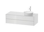 Duravit White Tulip Waschtisch-Unterschrank WT4987R8585 130 x 55 cm, Weiß Hochglanz, wandhängend, 2 Schubkästen, 1 Konsolenplatte, Becken rechts