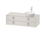 Duravit White Tulip Waschtisch-Unterschrank WT4992R3939 130 x 55 cm, Nordic Weiß Seidenmatt, wandhängend, 2 Schubkästen mit Griff, Becken rechts