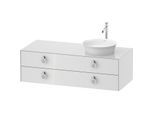 Duravit White Tulip Waschtisch-Unterschrank WT4992R8585 130 x 55 cm, Weiß Hochglanz, wandhängend, 2 Schubkästen mit Griff, Becken rechts