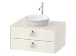 Duravit White Tulip Waschtisch-Unterschrank WT49900H4H4 80 x 55 cm, Nordic Weiß Hochglanz, wandhängend, 2 Schubkästen mit Griff, 1 Konsolenplatte