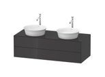 Duravit White Tulip Waschtisch-Unterschrank WT4988BH1H1 130 x 55 cm, Graphit Hochglanz, wandhängend, 2 Schubkästen, 1 Konsolenplatte, Becken beidseitig