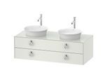 Duravit White Tulip Waschtisch-Unterschrank WT4993B3636 130 x 55 cm, Weiß Seidenmatt, wandhängend, 2 Schubkästen mit Griff, Becken beidseitig