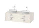 Duravit White Tulip Waschtisch-Unterschrank WT4993BH4H4 130 x 55 cm, Nordic Weiß Hochglanz, wandhängend, 2 Schubkästen mit Griff, Becken beidseitig
