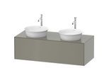Duravit White Tulip Waschtisch-Unterschrank WT4978B9292 130 x 55 cm, Steingrau Seidenmatt, wandhängend, 1 Auszug, 1 Konsolenplatte, Becken beidseitig