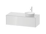 Duravit White Tulip Waschtisch-Unterschrank WT4977R8585 130 x 55 cm, Weiß Hochglanz, wandhängend, 1 Auszug, 1 Konsolenplatte, Becken rechts
