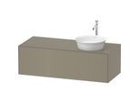 Duravit White Tulip Waschtisch-Unterschrank WT4977RH2H2 130 x 55 cm, Steingrau Hochglanz, wandhängend, 1 Auszug, 1 Konsolenplatte, Becken rechts