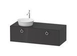 Duravit White Tulip Waschtisch-Unterschrank WT4982LH1H1 130 x 55 cm, Graphit Hochglanz, wandhängend, 1 Auszug mit Griff, Becken links