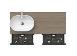 Duravit D-Neo Waschtisch-Unterschrank DE4970L3535 140 x 55 cm, Eiche Terra, wandhängend, 4 Schubkästen, 1 Konsolenplatte, Becken links