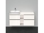Duravit D-Neo Waschtisch-Unterschrank DE4970L2222 140 x 55 cm, Weiß Hochglanz, wandhängend, 4 Schubkästen, 1 Konsolenplatte, Becken links