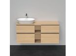 Duravit D-Neo Waschtisch-Unterschrank DE4970L3030 140 x 55 cm, Eiche Natur, wandhängend, 4 Schubkästen, 1 Konsolenplatte, Becken links