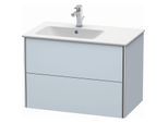 Duravit XSquare Waschtisch-Unterschrank XS417609797 81x56x47,8cm, 2 Schubkästen, Becken links, Lichtblau seidenmatt