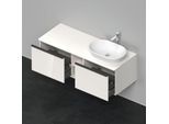 Duravit D-Neo Waschtisch-Unterschrank DE4950R2222 140 x 55 cm, Weiß Hochglanz, wandhängend, 2 Auszüge, 1 Konsolenplatte, Becken rechts