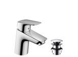 hansgrohe Logis 70 Waschtisch Armatur 71077000 chrom, Push Open Ablaufgarnitur, Höhe 166 mm