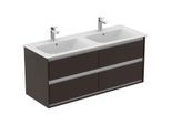 Ideal Standard Connect Air DoppelWaschtischunterschrank E0822VY 120x51,7x44cm, 4 Auszüge, braun matt/weiß matt