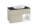 Villeroy und Boch Finion Waschtischunterschrank FA22MTHH 100cm, Abdeckplatte black matt, Regale White matt lacquer, Sand Matt Lacquer