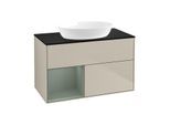 Villeroy und Boch Finion Waschtischunterschrank GA12GMHH 100cm, Abdeckplatte black matt, Emotion, Regale Olive matt lacquer, Sand Matt Lacquer
