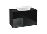 Villeroy und Boch Finion Waschtischunterschrank GA12HGPH 100cm, Abdeckplatte black matt, Emotion, Regale Midnight matt lacquer, Glossy Black Lacquer