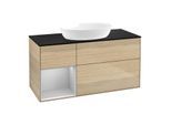 Villeroy und Boch Finion Waschtischunterschrank FA62GJPC 120cm, Abdeckplatte black matt, Regale Light grey matt lacquer, Oak Veneer