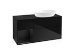 Villeroy und Boch Finion Waschtischunterschrank FA42PDPH 120cm, Abdeckplatte black matt, Regale Black matt lacquer, Glossy Black Lacquer